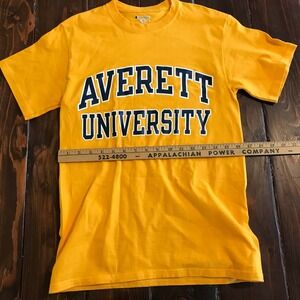Champion Averett University T Shirt Yellow Short Sleeve Graphic Tee Size S